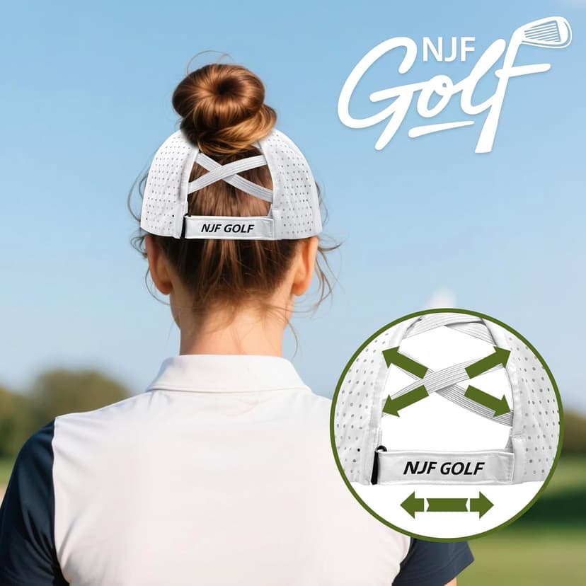 NJF Golf™ Adjustable Golf Cap for Women – Breathable Hat with Magnetic Ball Marker & Tee Holders, Lightweight Golf Hat