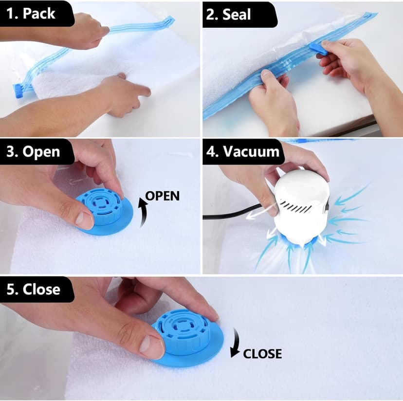 Electric Pump for Vacuum Storage Bags Travel Vacuum Pump for Various Vacuum Seal Bags Portable Vacpack Air Pump for Compression Clothing Blanket Luggage White(Storage Bag Not Included)