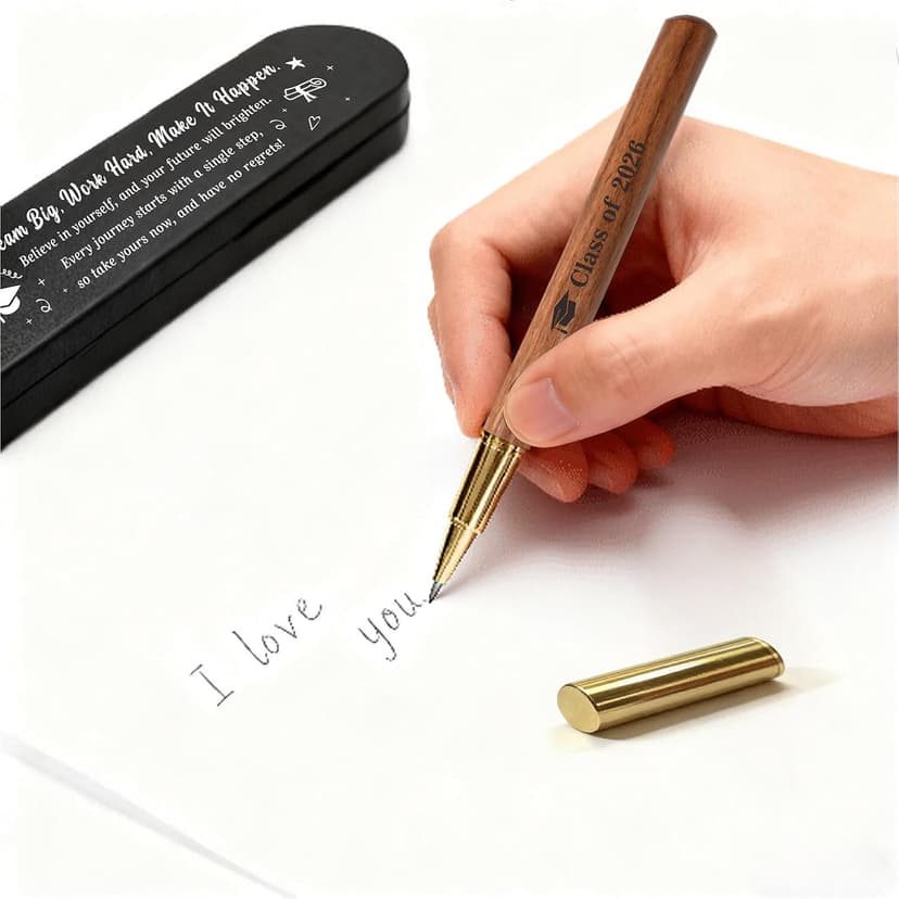 Inspirational Graduation Gifts for High School & College Graduates, Meaningful 2026 Commencement Keepsake for Him and Her Class of 2026 Engraved Wooden Gel Pen, Graduation Gift Pen with Black Box B0GQLGK1BP