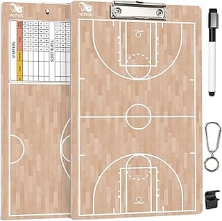 WISYOK Double-Sided Basketball Coaching Clipboard, Dry Erase Board for Coaches, Ideal Basketball Coach Gift