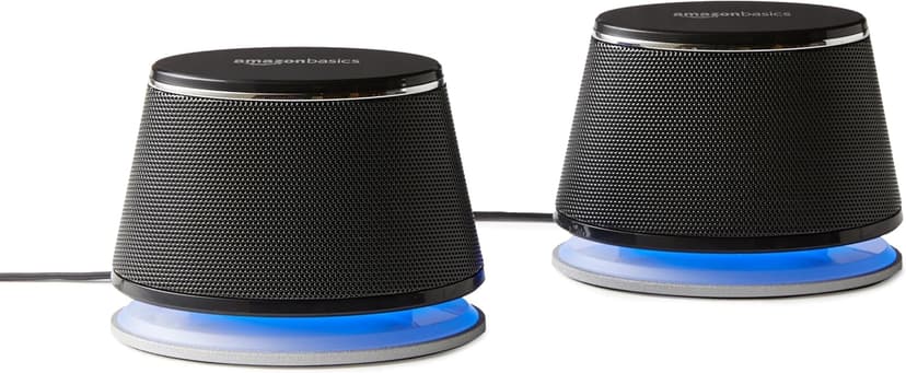 Amazon Basics Stereo 2.0 Speakers for PC or Laptop with Volume Control, 3.5mm Aux Input, USB-Powered, 1 Pair, Black