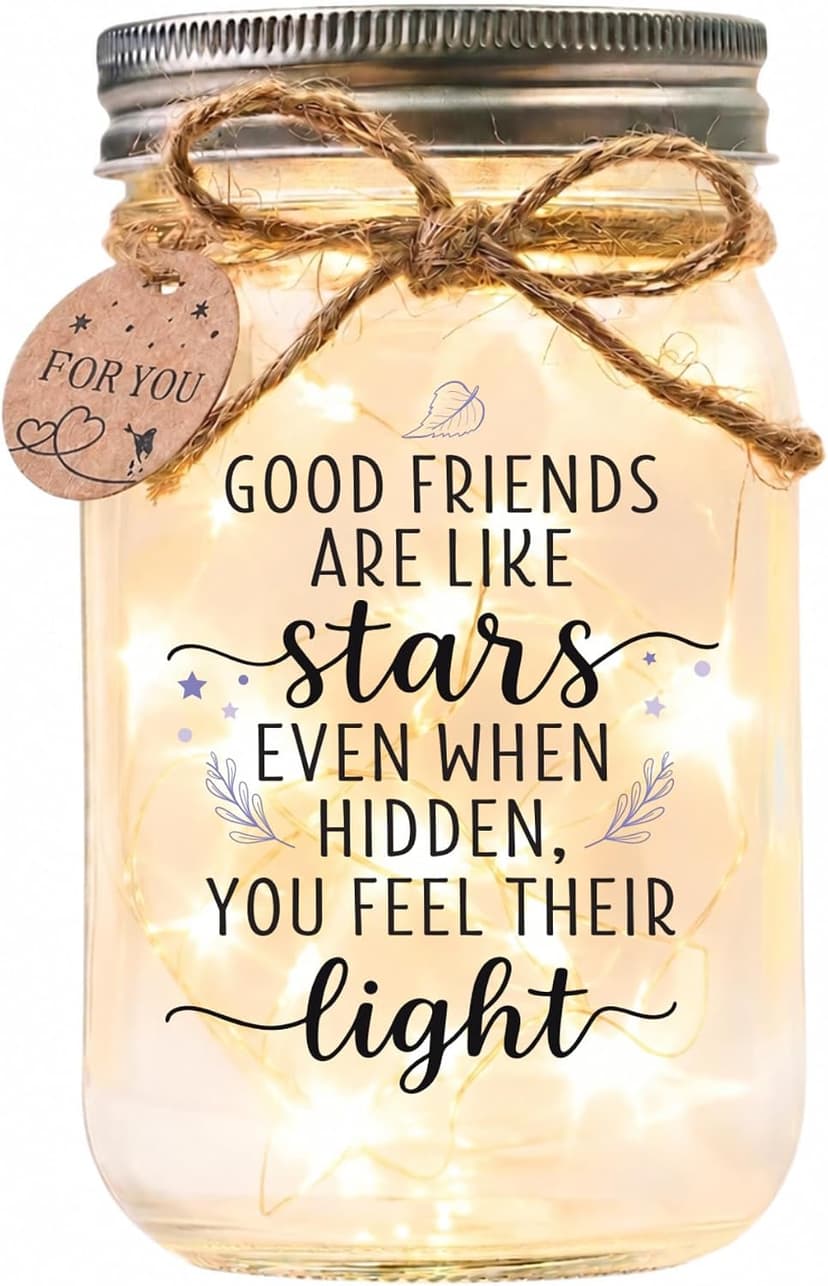 Thanksgiving & Christmas Gift for Women, Best Friend Gift for Women, Warm LED Keepsake for Birthdays and Farewells Friendship Gifts for Women, Best Friend Birthday Gifts Mason Jar Light B0FMD5RWXY
