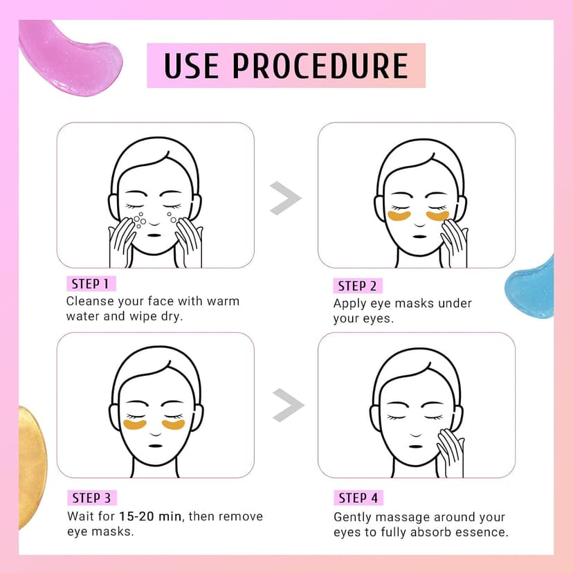 PEAUAMIE Under Eye Patches Gold and Hyaluronic Acid for puffy eyes,Rose Eye Masks for Dark Circles and Puffiness skin care Smooth Wrinkles products 30 Pairs B0BS8Y2FLK