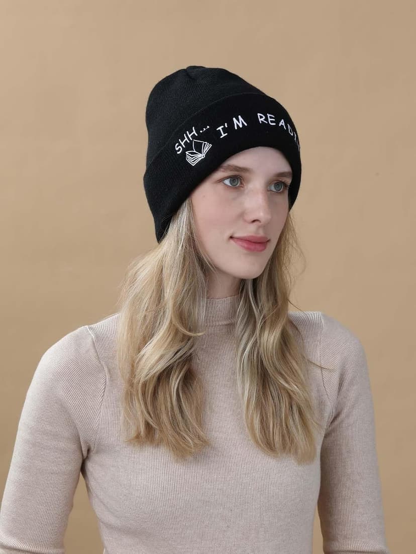 Book Lovers Gifts Hat Beanie for Women Men Reading Embroidered for Readers Bookish Book Club Librarians Bookworms Stuffers