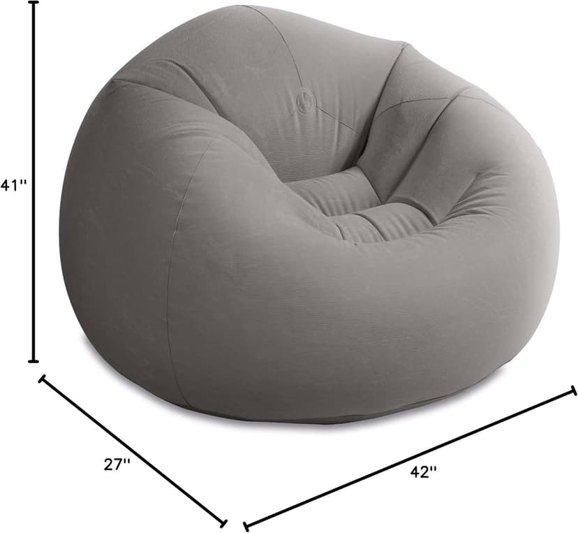 Intex 6 Pack Inflatable Beanless Bag Chair, Portable Blowup Lounge Seating, Gray