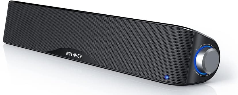 Nylavee Computer Speakers, Hi-Fi Stereo Computer Sound Bar with Bluetooth & 3.5mm Aux, USB/USB-C Powered for Desktop PC, Laptop & Monitor, Built-in Mic and Headphone Jack