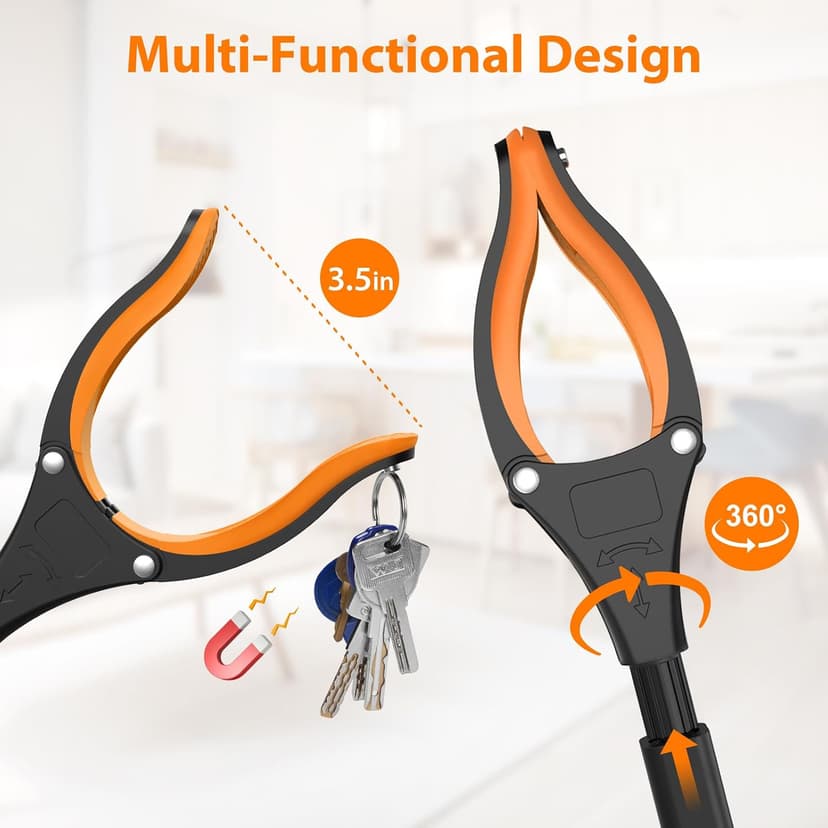 32" Grabber Reacher Tool, 2-Pack Foldable Reacher Grabber Pickup Tool with 360° Rotating Jaw & Magnet, Trash Picker Upper Grabber, Lightweight Grabbers for Seniors Heavy Duty B0CGDM3SCN