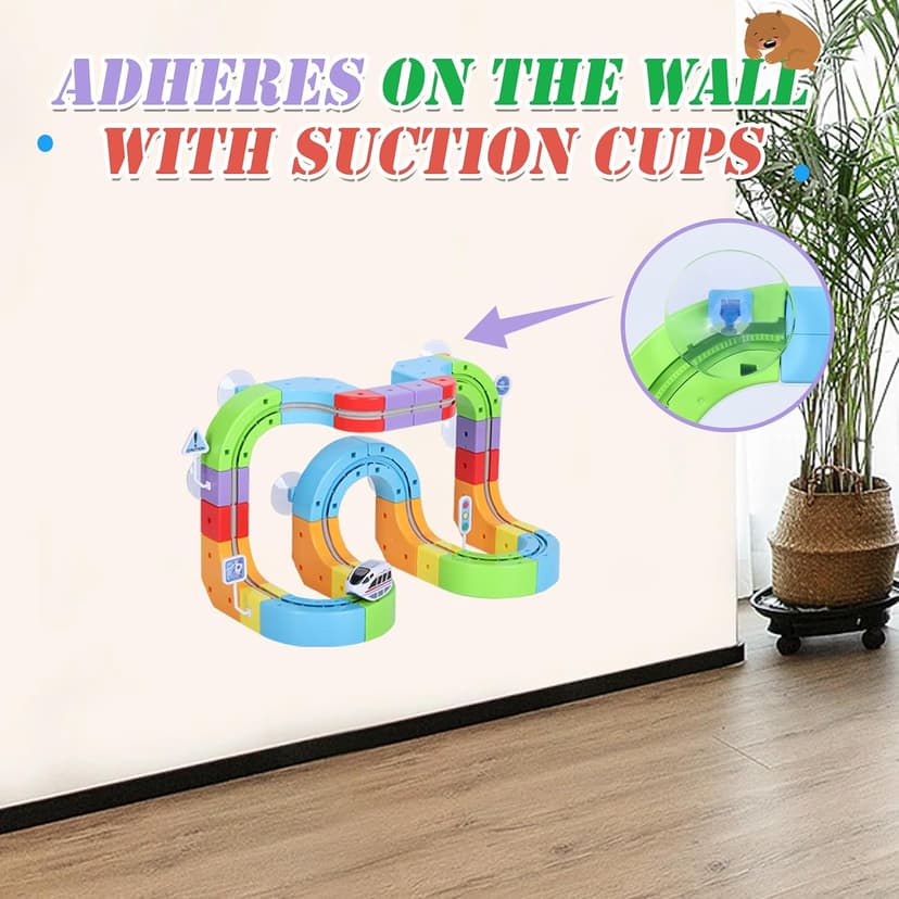 Electric Train Set, Magic Track Toy for Kids Aged 4 5 6 7 8 9, 3D Cube Track, DIY STEM Learning Toys with Infinity Train, Anti-Gravity Race Track (Advanced Edition (1 Vehicle + 34 Cubes))
