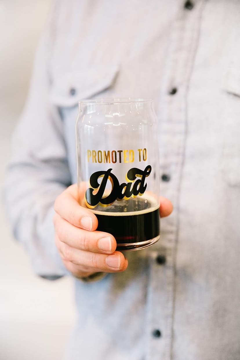 Pearhead Promoted to Dad Beer Glass for Dads to Be, Father's Day, Grandpa Gift, New Dads or Father’s Day, Fatherhood Pint Glass, Bar Accessory, Novelty Dad Accessory, 16oz