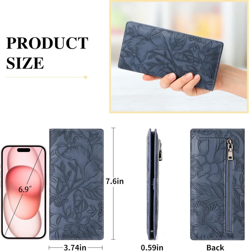 FALAN MULE Ultra Slim Thin Wallet for Women Bifold Leather RFID Blocking Designer Credit Card Holder