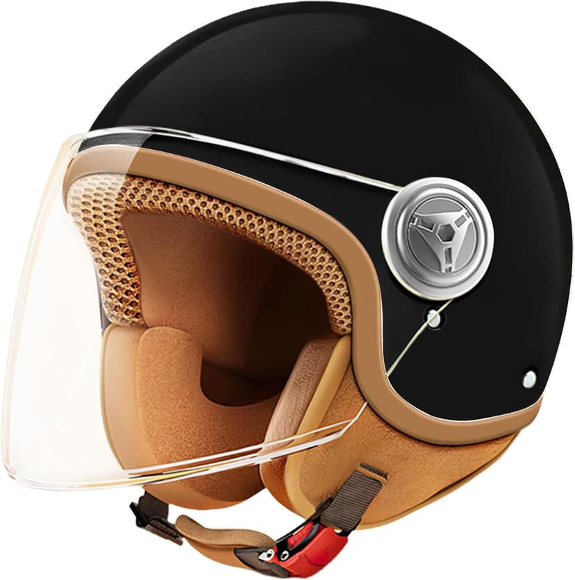 DOT Approved Kids 3/4 Open Face Motorcycle Helmet, Retro Vintage Lightweight Helmets, for Boys & Girls 3-15 Years Old Electric Scooter Helmet Fits Dirt Bike Moped ATV Go Kart 4 Wheeler