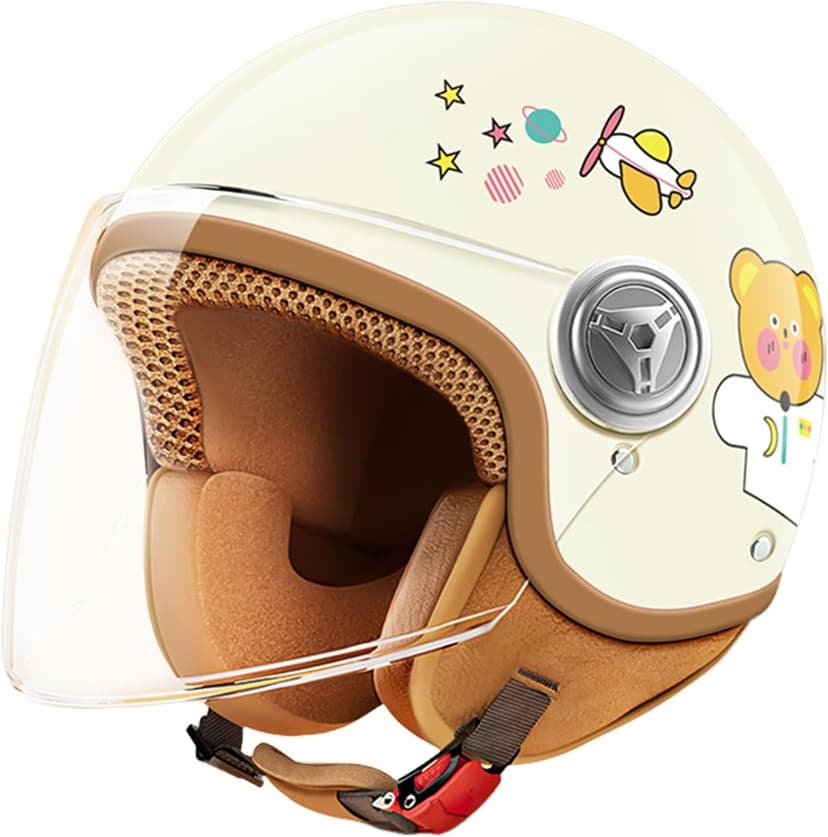 DOT Approved Kids 3/4 Open Face Motorcycle Helmet, Retro Vintage Lightweight Helmets, for Boys & Girls 3-15 Years Old Electric Scooter Helmet Fits Dirt Bike Moped ATV Go Kart 4 Wheeler