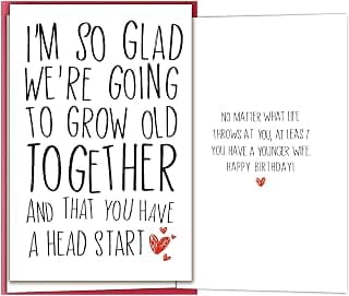 Funny Birthday Card for Husband from Wife, Grow Old Together Humor Birthday Card Gift for Older Husband, Sarcastic Happy Bday Cards for Him Men Husband Hubby B0H146F7BP