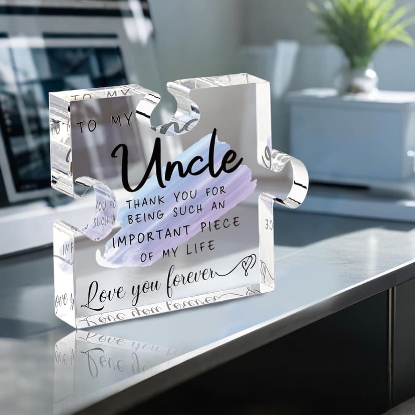 Uncle Appreciation Gifts Merch - 4Set Acrylic Plaque, Keychain, Bracelet, and Wallet - Fathers Day Birthday Gift For Uncles From Niece Nephew