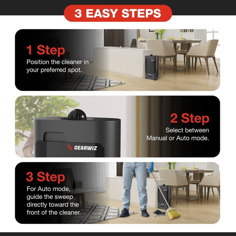 1400W Touchless Automatic Vacuum Dustpan – Motion Sensor Hands-Free Electric Dustpan for Pet Hair Dirt & Debris – Powerful and Energy Efficient Cleaning Solution for Home Kitchen & Office