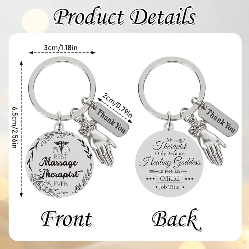 Thrist Christmas Massage Therapist Gifts Keychain Best Massage Therapist Ever Healing Key Chain Gifts for Nurses Nursing Gift Work Accessories Essentials