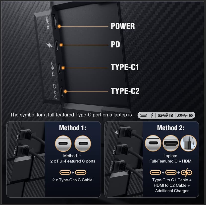 APILDELLA 15.6’’ Triple Laptop Screen Extender, 1080P FHD Portable Dual Monitor for Laptop USB C HDMI, Plug-Play Monitor Extender for Triple Display for Mac/Windows, Fit 13”-17.3” Laptops