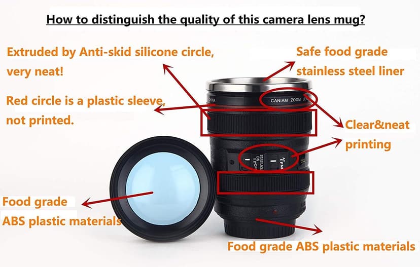 Chasing Y Camera Lens Coffee Mug -Thermal Tumbler Insulated Iced Cup with Spoon,13.5 OZ hot Coffee mug Gift for Him, Her,Mom,Dad Gifts, Photography, Friends,Camera accessories,Travel,School B07MV4LP6S