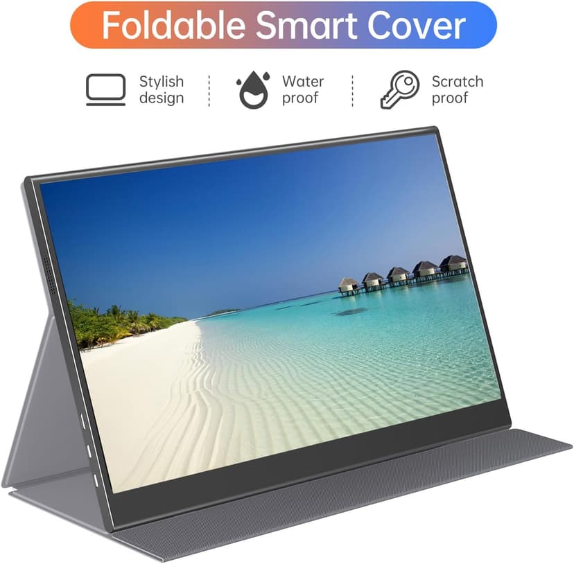 ForHelp 15.6inch Portable Monitor,1080P USB-C HDMI Second External Monitor for Laptop,PC,Mac Phone,PS,Xbox,Swich,IPS Ultra-Thin Zero Frame Gaming Display/Premium Smart Cover
