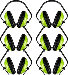 Maitys 6 Pcs Soundproof Earmuffs Hearing Protection Headphones Adjustable Padded Defender Noise Reduction Earplug for Kids (Green)