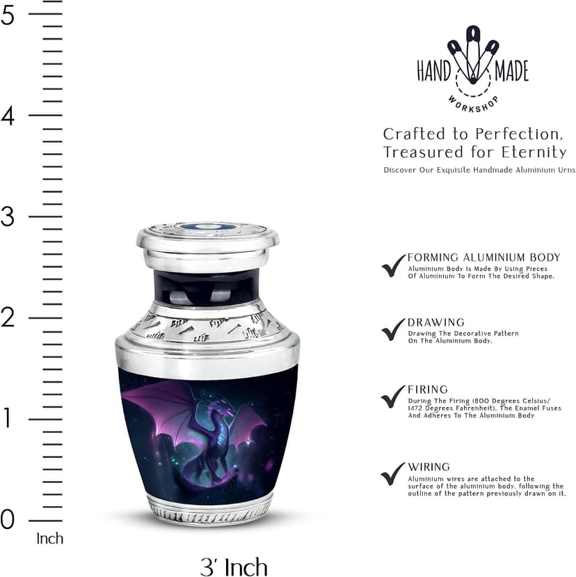 Blue Cremation Urns, Mini Urn, Burial Urn for Men Ashes, Urn for Women Dragon Urn, 3 Inch Memorial Urn for MoM, Small Funeral Urns for Human Ashes B0FFZCN1G6