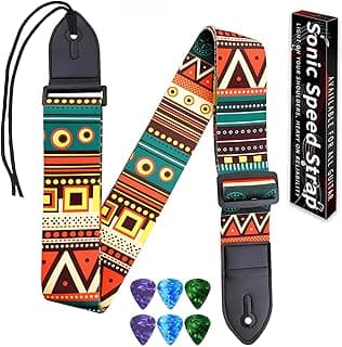 Qivorimith Guitar Strap,Acoustic Electric Guitar With 6 PCS Picks Guitar Accessories,Available for All Guitars