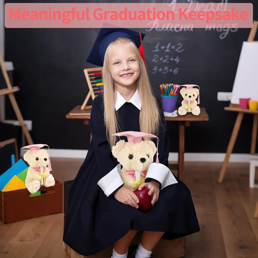 Class of 2025 Graduation Bear - Kindergarten Graduation Gift for Girls,Stuffed Plush Teddy Bear with Cap & Diploma, High School Graduation Gifts for Her, Grad Bear Gift 2025-8 Inch| You DID it (Pink)