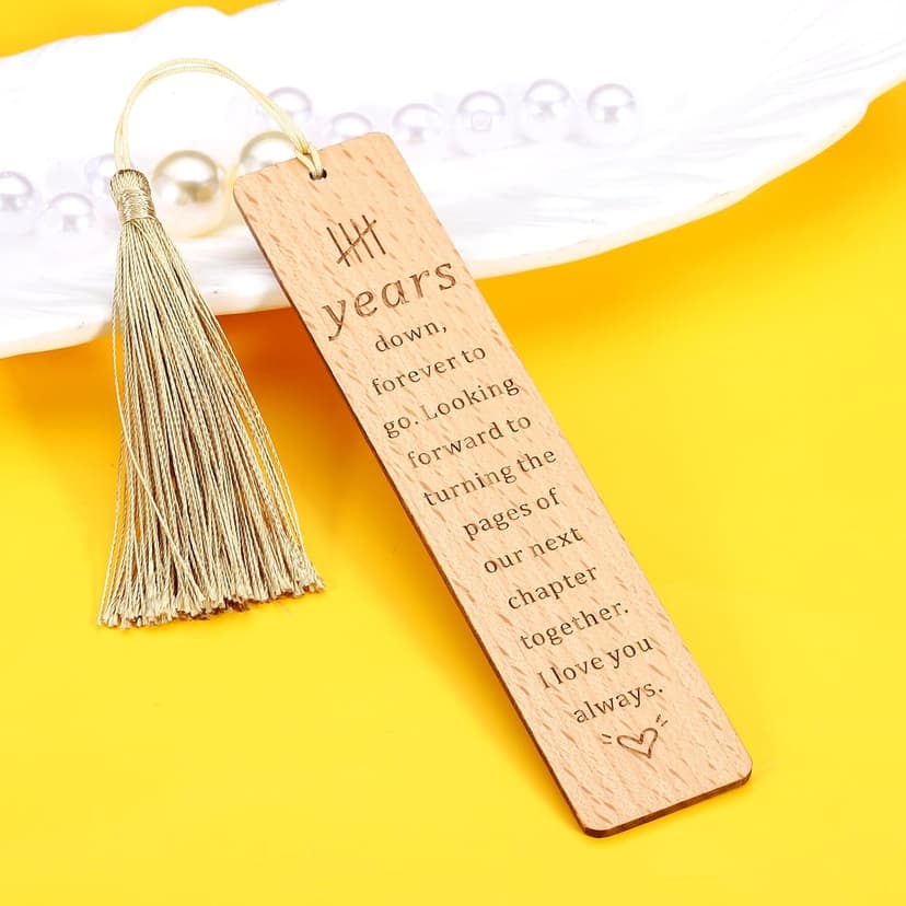 5 Year Anniversary Wood Gift for Him Her, Wooden Bookmark 5th Anniversary Wooden Gifts for Wife Husband, 5 Year Marriage Gifts Anniversary for Couple, Fifth Anniversary Valentines Gifts for Women Men