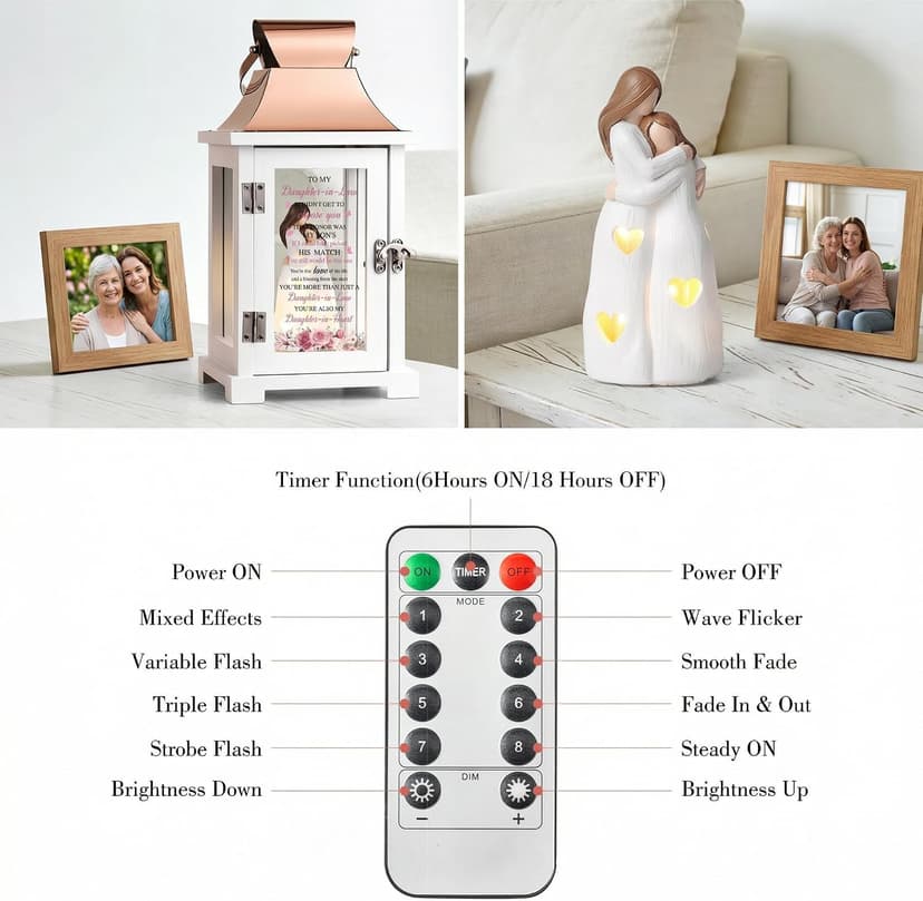 Daughter in Law Gifts, Meaningful Daughter in Law Birthday Gifts, Gifts for Daughter in Law for Birthday Christmas Mothers Day, Lantern with Hand Painted Figurine B0G7B7BWZJ