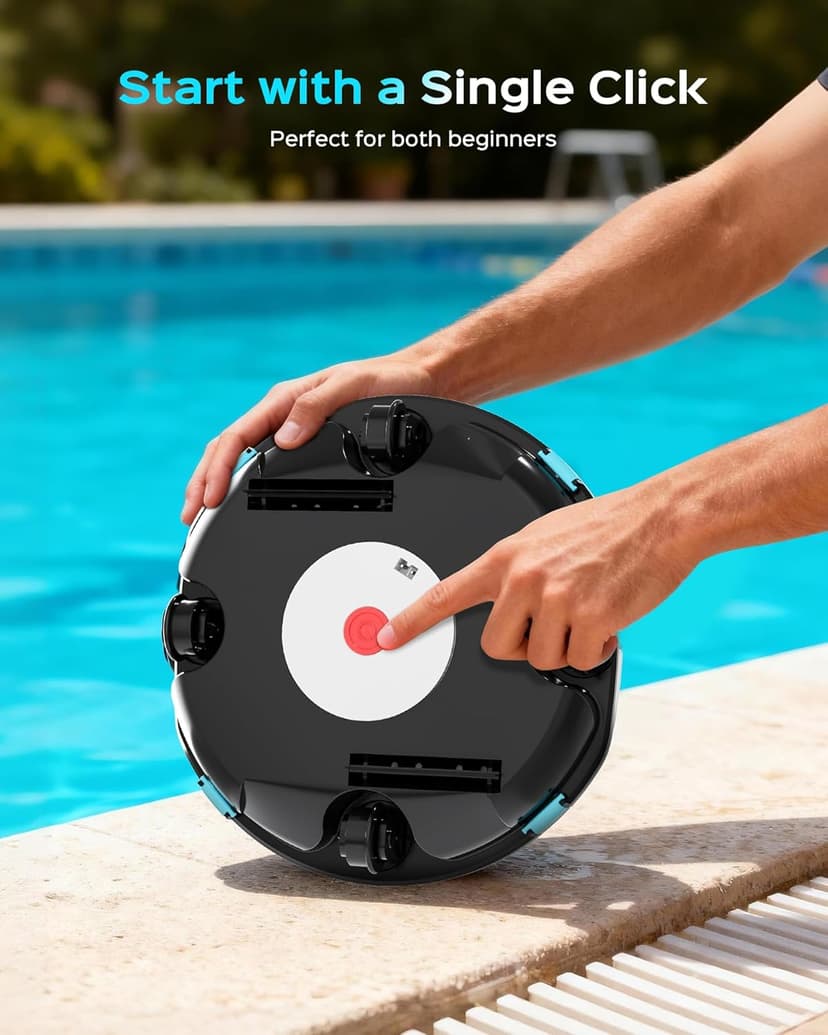 (2026 Upgrade) Cordless Robotic Pool Cleaner, Lasts 80 Min, Automatic Vacuum for Above-Ground Pools up to 650 Sq.ft, Portable, Self-Parking, Transparent Green