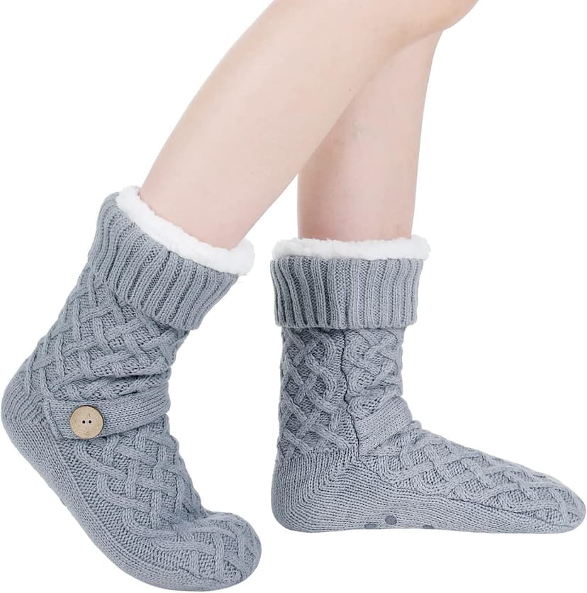 Chassic Warm Fuzzy Sherpa Lined Slipper Socks for Women with Non-Slip Grips B08HHR55W5