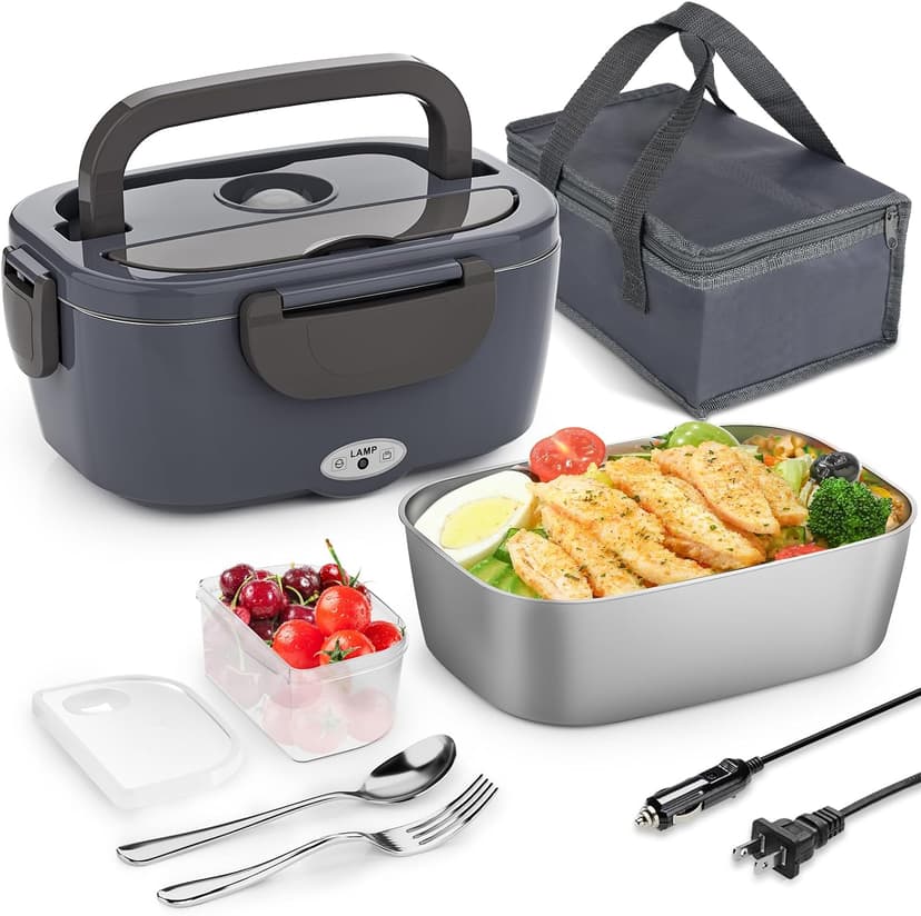 Leakproof, Removable Easy Clean, 12V/24V Car/Truck & 110V Home Use, Lonchera Eléctrica Portátil with Bag Tableware, Gifts Carsolt 1.5L Electric Lunch Box, Heated Lunch Box Food Warmer for Adults B09YXSNCTM