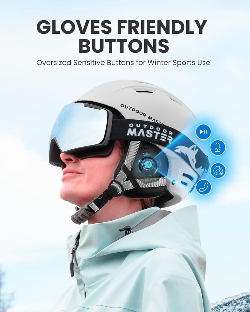 OutdoorMaster Update Ski Helmet Headphones, True Wireless Bluetooth with Charging Case, Drop-in Headphones HD Speaker Chip Compatible with Audio Ready Snowboard Helmets-Pure Black
