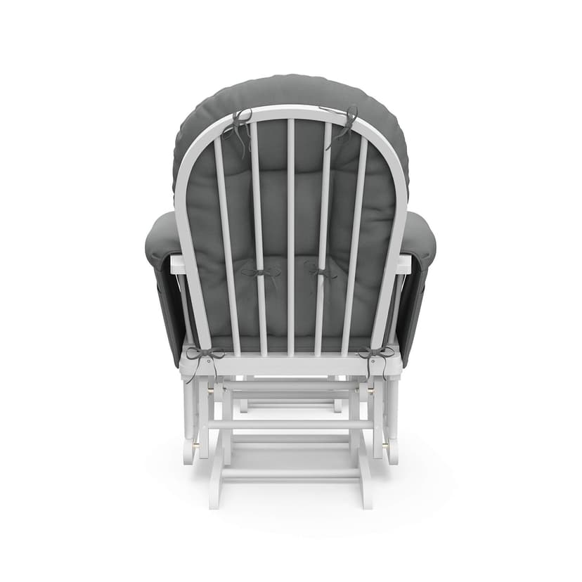 Storkcraft Premium Hoop Glider & Ottoman (White/Gray) — GREENGUARD Gold Certified Nursery Glider, Solid Wood Craftsmanship, Smooth-Gliding, Award-Winning