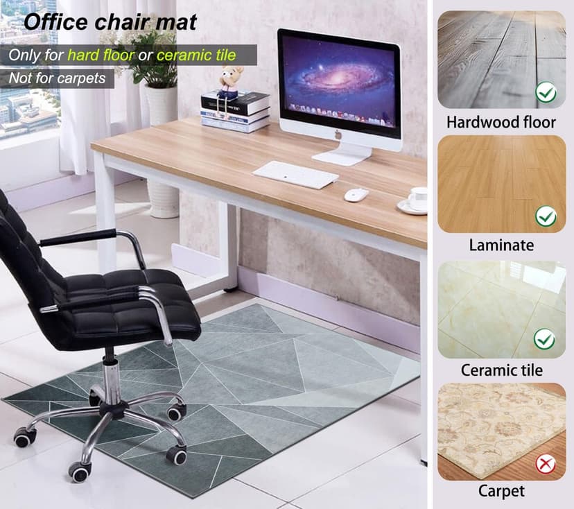 Office Chair Mat for Hardwood Floor & Low-Pile Carpet,36"*48" Highly Premium Quality Protector Floor Mat,Desk Chair Mat - Anti-Slip Carpet Chair Mats for Laminate/Tile Floor Black Grey