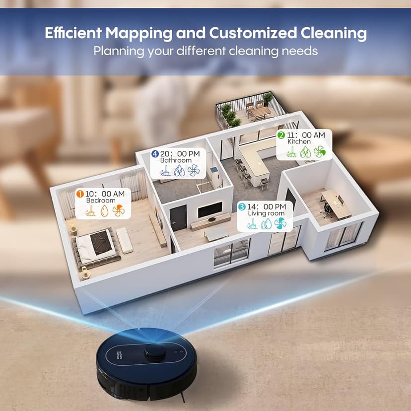 Robot Vacuum and Mop with Self-Empty Base: 5000Pa Suction, LiDAR Navigation, Smart Obstacle Avoidance, Home Mapping, No-Go Zone, 60-Day Hands-Free, Idear for Homes with Pets, Carpet & Hard Floors