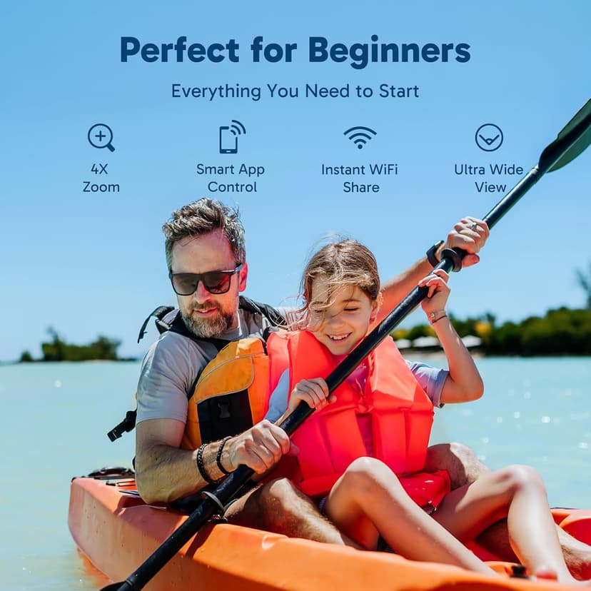AKASO EK7000 4K30FPS 20MP WiFi Action Camera with EIS Ultra HD 131FT Waterproof Underwater Camera Remote Control 4X Zoom Support External Microphone Black