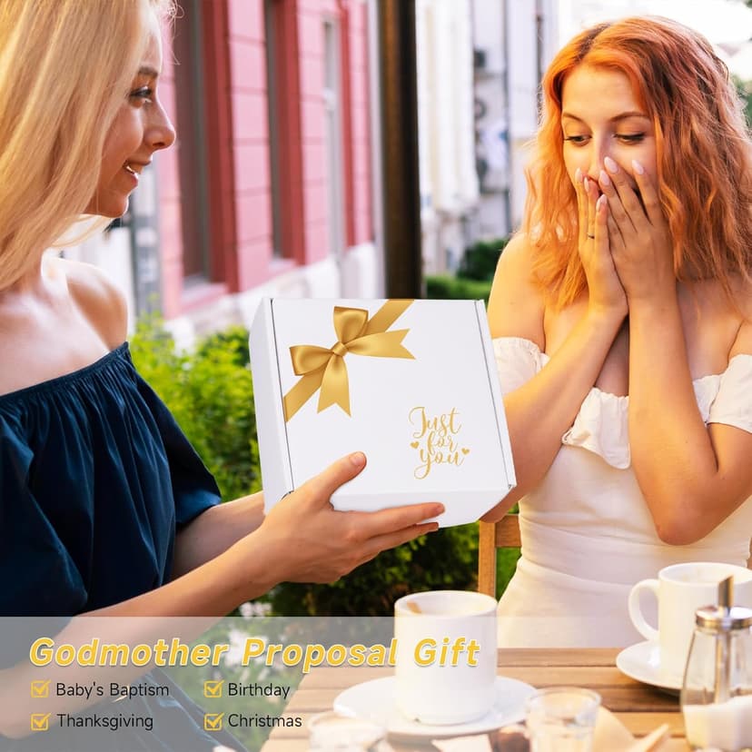 7PCS Godmother Proposal Gift, Will You Be My Godmother 16oz Glass Cup Bracelet Keychain Candle Self Care Gifts Basket for Women, God Mother Proposal Gift