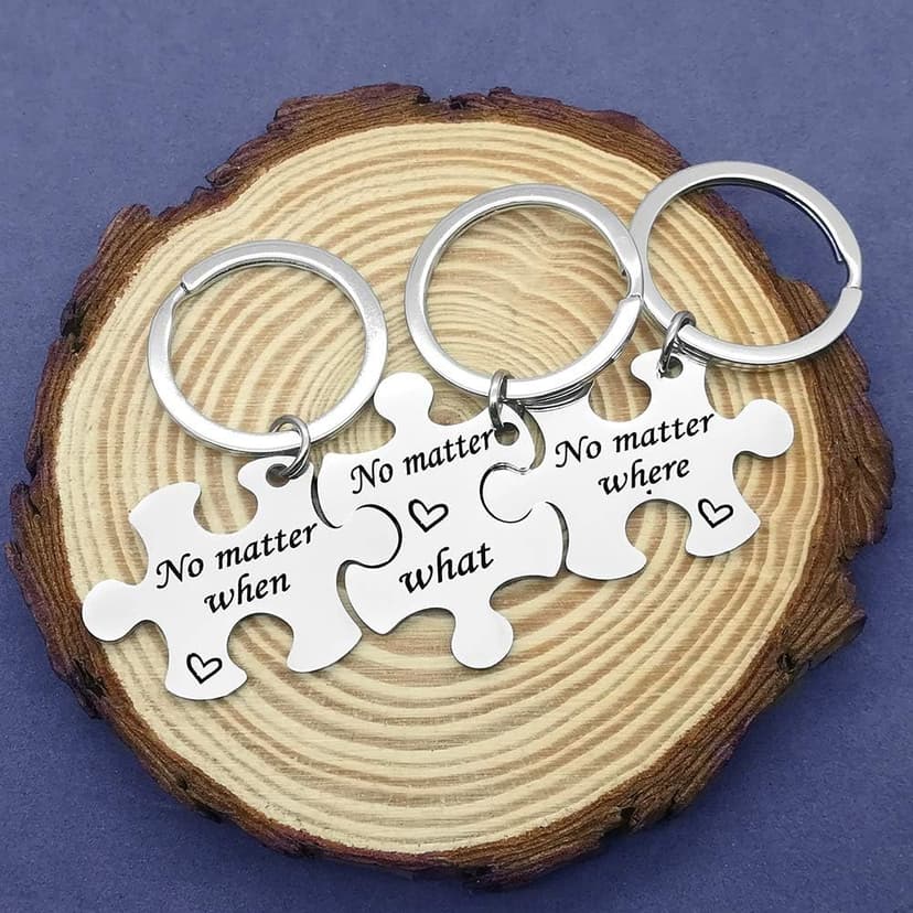 Vadaka Best Friend Keychain Set No Matter Where What When Puzzle Keychain Set of 3 Long Distance Relationship Gift Friendship Gifts for Couple Sister Teens Birthday Christmas Gift