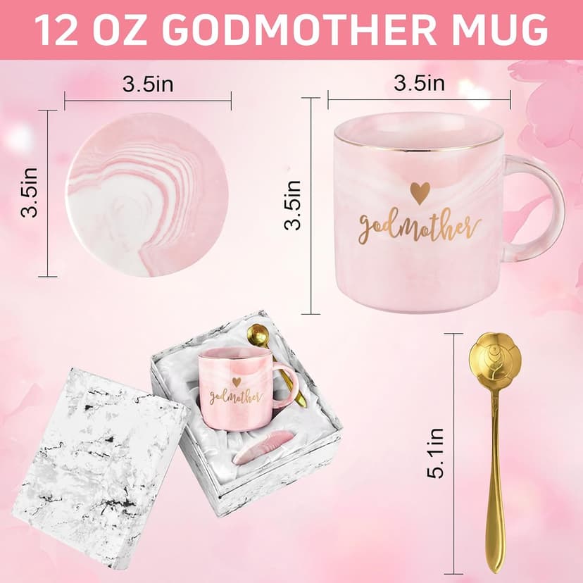 YHRJWN Godmother Proposal Gift, Will You Be My Godmother, Quieres Ser Mi Madrina, Christmas Mothers Day Birthday God Mother Gifts for Women from Godchild, Aunt Gifts, 12 Oz