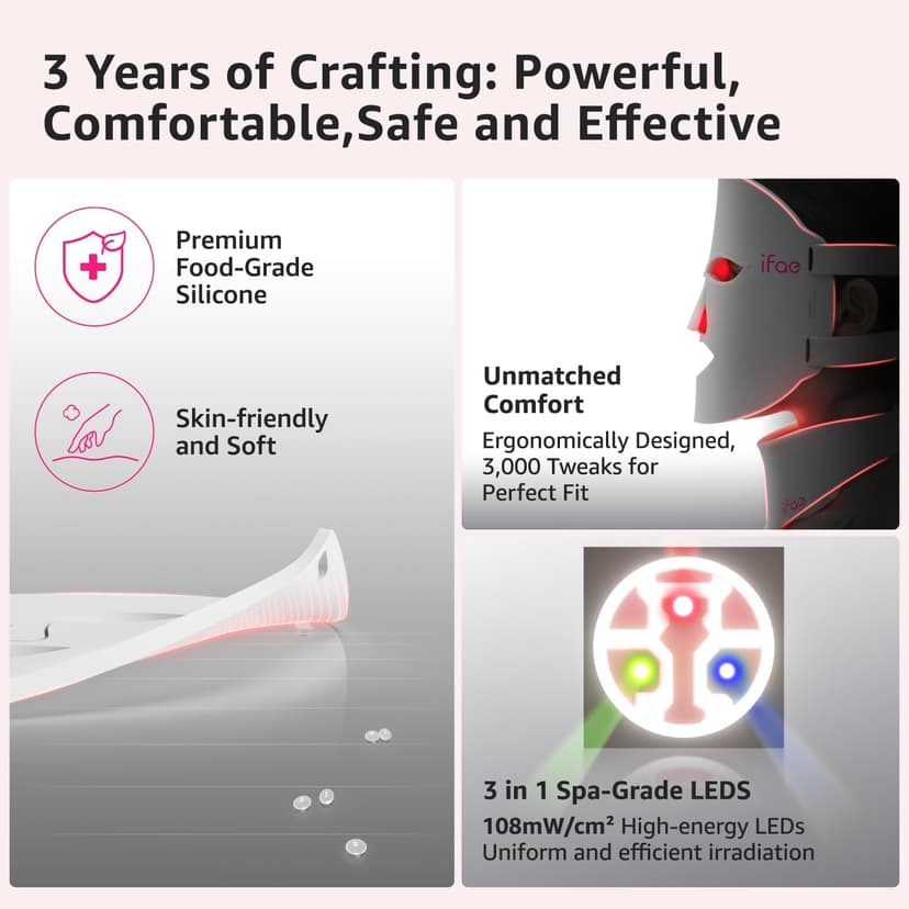 850nm Near Infrared (NIR), 7 Mode Portable LED Face Mask for True Anti-Wrinkles Skincare at Home Red Light Therapy Mask for Face and Neck with 396 LEDs B0GF25FKF4