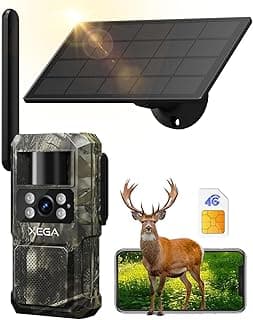 Xega 4G LTE Cellular Trail Camera with Livestreaming, No WiFi Game/Deer Cameras, Motion Activated, 7800mAh Battery, 950nm No Glow Night Vision, TF/Cloud Storage, IP66 Weatherproof, Built-in SIM Card