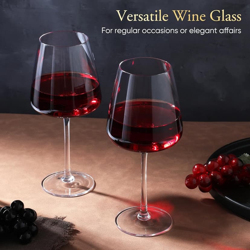 Red wine glasses 19oz Hand Blown Premium Crystal White square wine glass set of 4 Unique Large Wine Glasses Long Stem for men or women Wedding, Anniversary, Christmas Gift Box Give away gifts