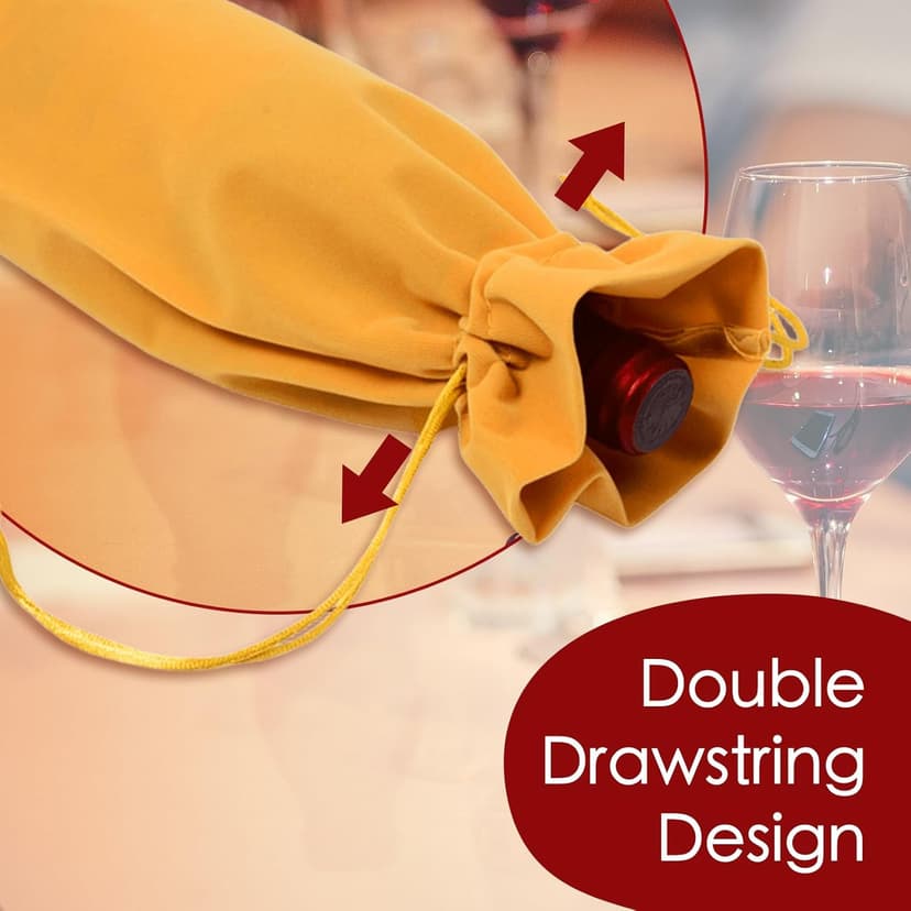 BOOPANREE 4 Pcs velvet wine bags, Wine Champagne Gift Bag With Drawstring,red Wine Drawstring Bottle Bags cloth for housewarming/party/birthday/wedding/bottle decoration bag (Wines Red)