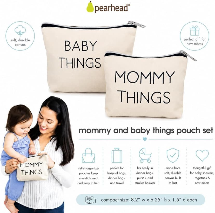 Pearhead Unisex Mommy and Baby Things Travel Pouch, 2 Count (Pack of 1)