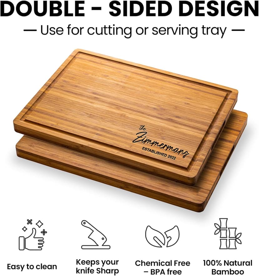 Personalized Cutting Board, Custom Bamboo Engraved Charcuterie Boards - Best Present for Wedding, Bridal Shower, Engagement, Anniversary, Housewarming, Gift Idea for Couples Bride, Parent, Family