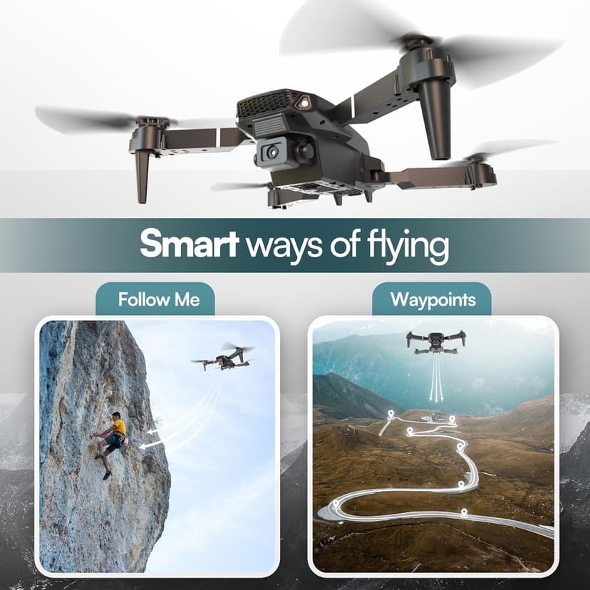 Falcon X 4K Drone - 4K UHD Camera Drone, Built-in Screen Remote Controller, WiFi FPV Foldable Quadcopter for Beginners & Adults, Includes 3 Batteries, SD Card & Reader