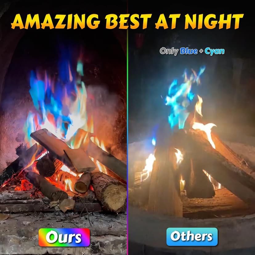 HGD (6 Pack) Magic Campfire Fire Color Changing Packets for Fire Pit, Indoor/Outdoor Fireplace, Bonfire - Rainbow Magical Flame, Camping Accessory, Compatible with Wood B0CHDSB1HB
