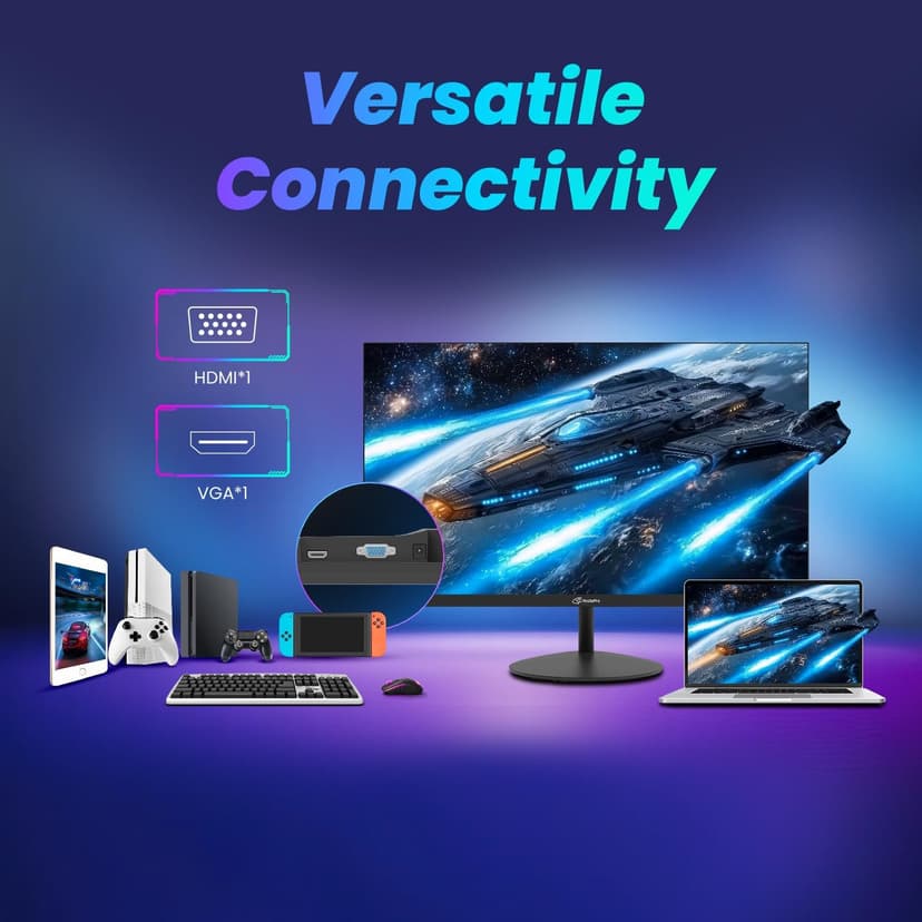 ArcticPro 22 inch 100Hz Monitor, Full HD (1920 x 1080p) Computer Monitor, 105% sRGB, 3000:1 Contrast, 3-Sided Frameless, Ultra Slim, VESA, LowBlue Mode, Tilt Adjust, HDMI *1, VGA*1