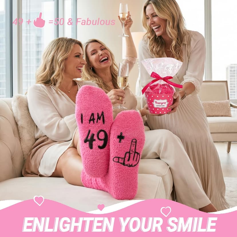 HAPPYPOP 50th Birthday Gifts Ideas - 50 Year Old Gift Socks for Women Men Friends, Turning 50 Gifts
